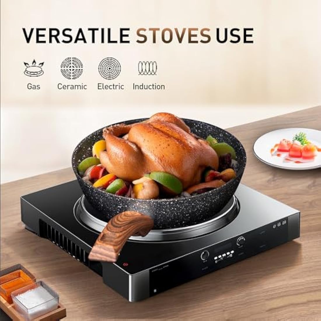 Jolof Store 12-Piece Nonstick Granite Cookware Set - Induction Black