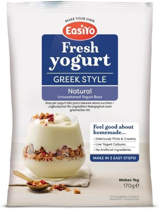 EasiYo Greek Style Natural Yogurt Mix – 8 Sachet Pack (Makes 8kg)