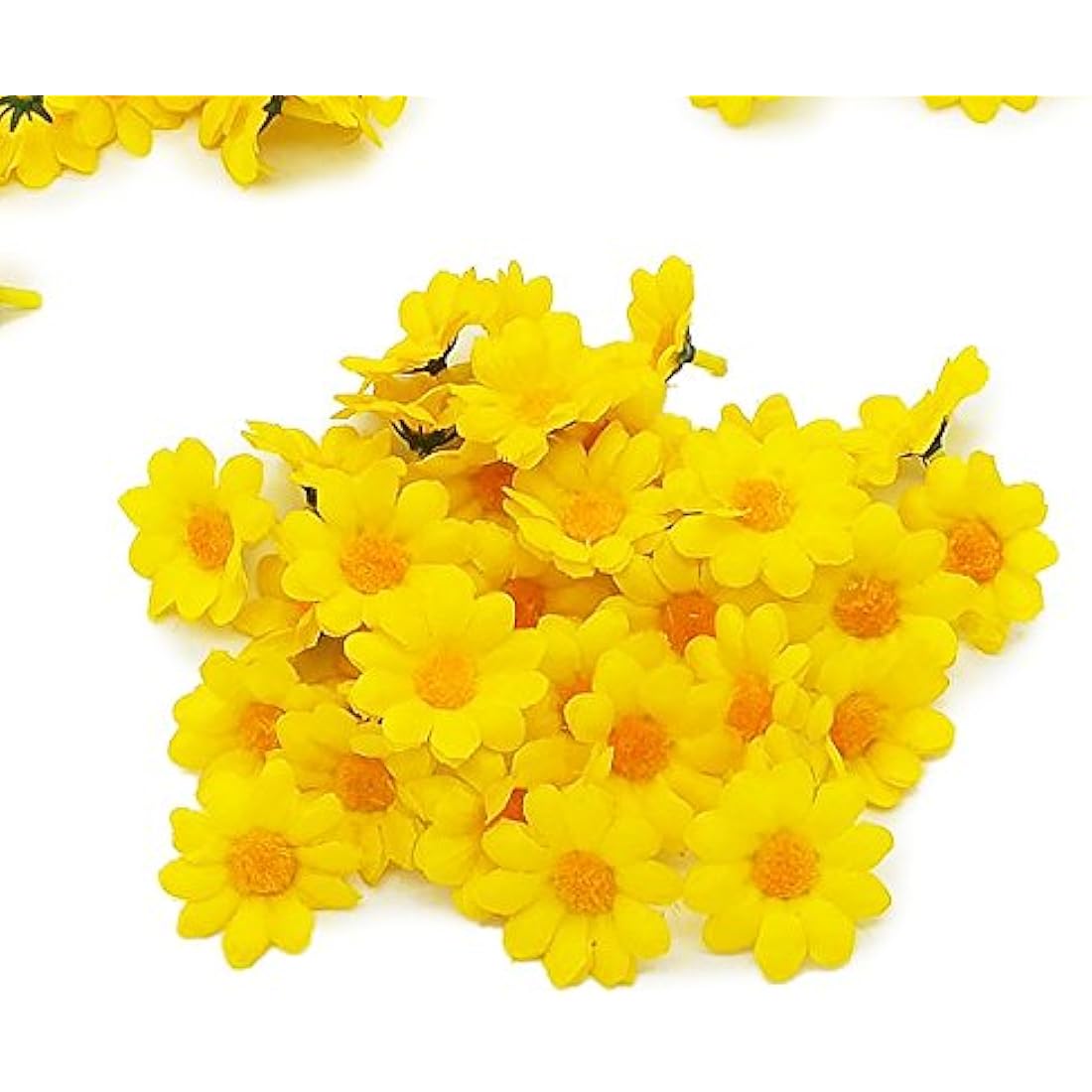 100pcs Yellow Artificial Daisy Flower Heads for DIY Crafts