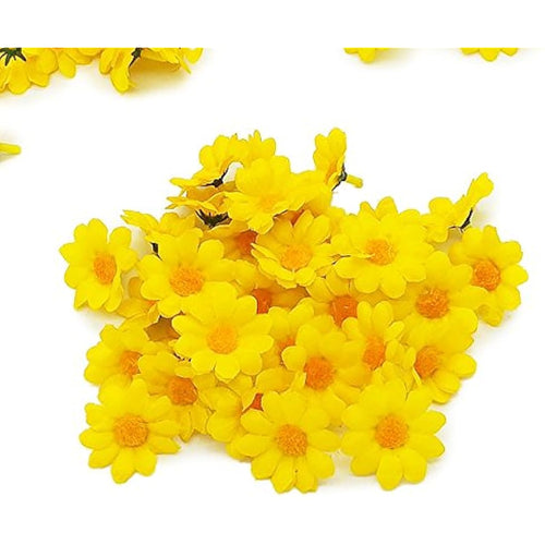 100pcs Yellow Artificial Daisy Flower Heads for DIY Crafts