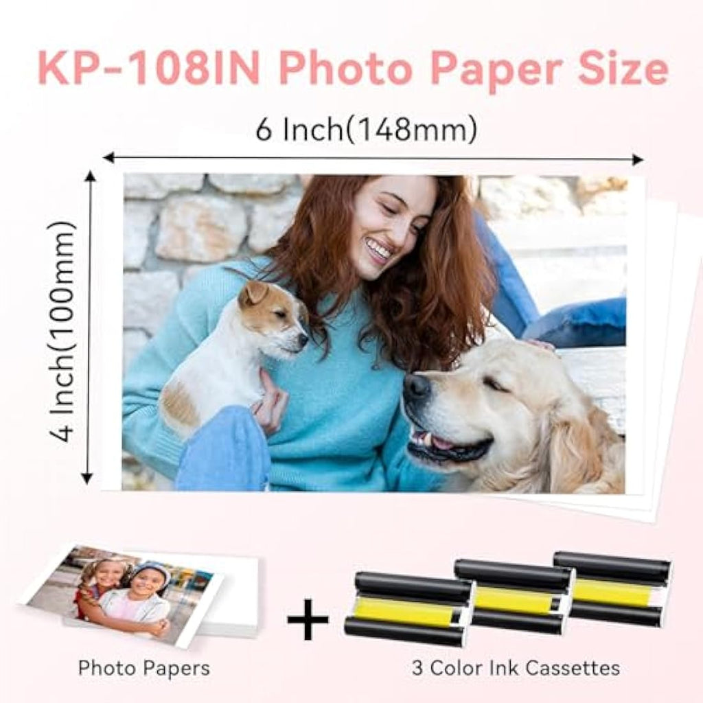 Wonfoucs KP-108IN Ink and Photo Paper Set for Canon Selphy CP1300 CP1500
