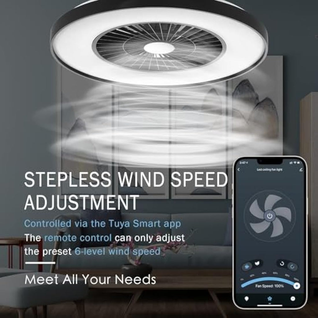 BKZO Smart LED Ceiling Fan with Light | App & Voice Control, Black