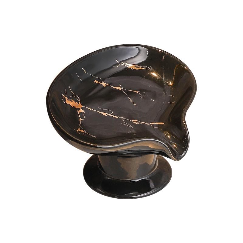 Jolof Store Ceramic Leaf Soap Dish – Marble Pattern Self-Draining Holder