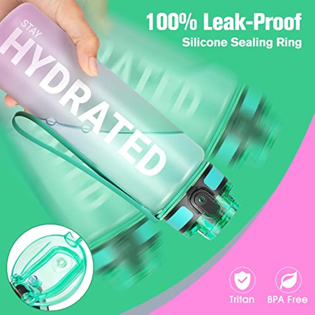 Sahara Sailor Motivational Water Bottle | 1L Tritan BPA Free Leakproof