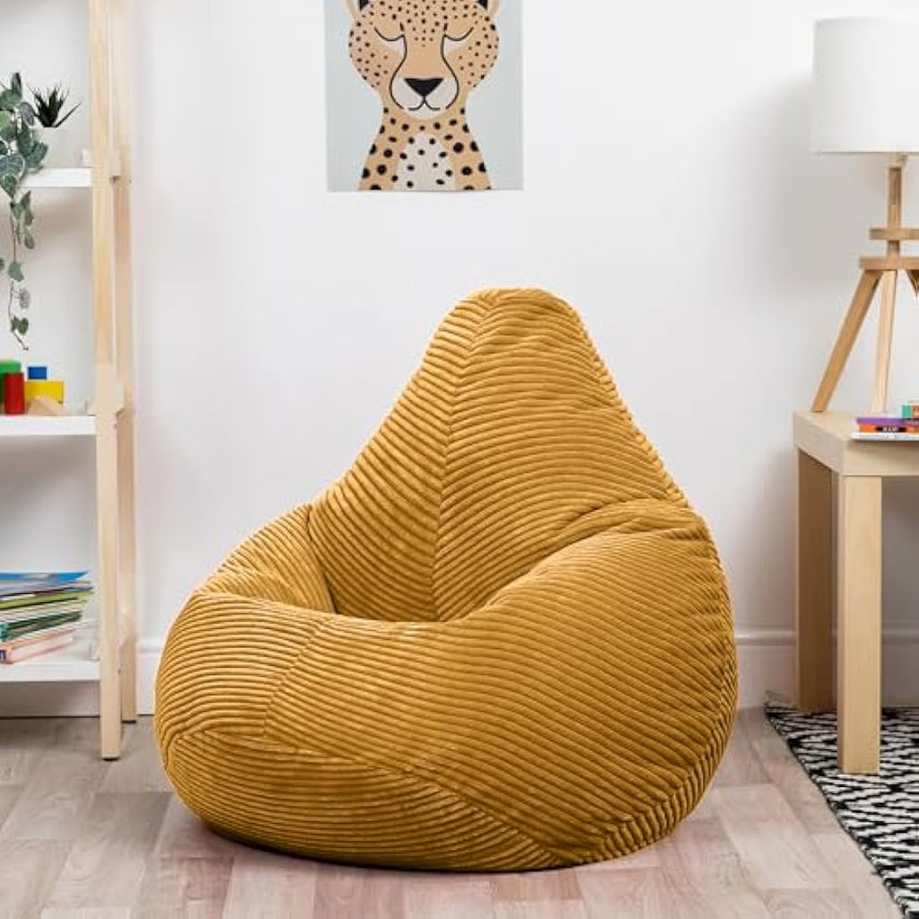 icon Dalton Kids Corduroy Bean Bag Chair – Ochre Yellow Recliner