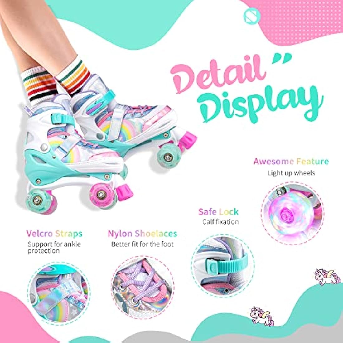SULIFEEL Adjustable Roller Skates for Kids with Light Up Wheels