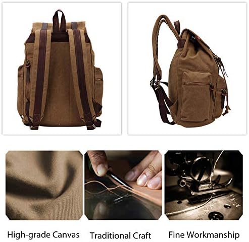 Vintage Canvas Hiking Backpack | Large Laptop Rucksack Green