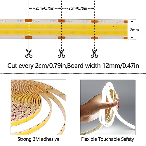 GOMING 24V Double Row COB LED Strip Light | 6000K Waterproof 32.8ft