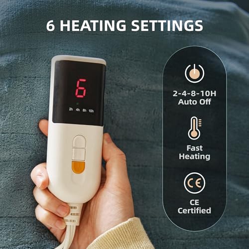 JET'S HOME Electric Blanket – 130x160cm Heated Throw with 6 Heat Settings