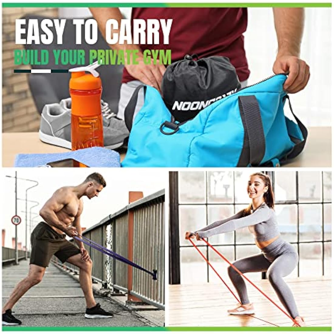 Nooncrazy Resistance Bands Set - 4 Levels with Handles & Door Anchor