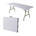 Home Source 6ft Folding Trestle Table | Heavy Duty Portable White Table