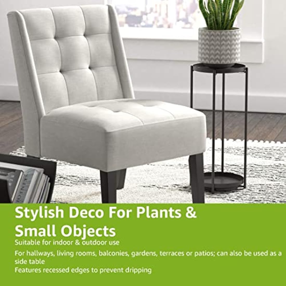 Jolof Store Round Plant Stand – 2-Tier Coated Steel Indoor Outdoor Rack