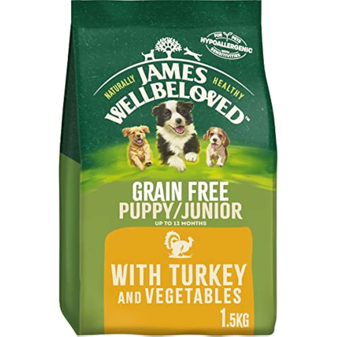 James Wellbeloved Junior Grain-Free Turkey Dog Food - Hypoallergenic 1.5kg