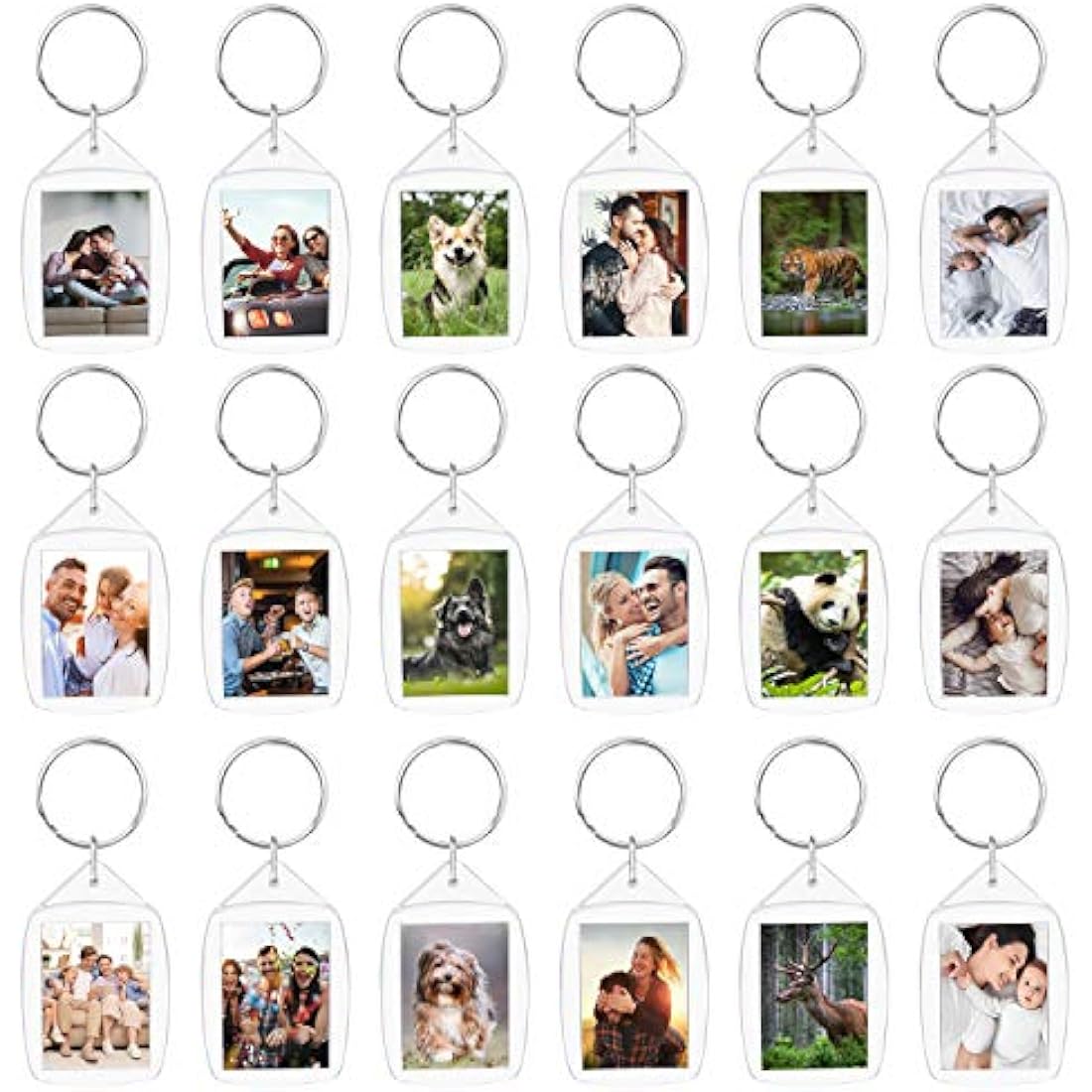 Kurtzy Blank Photo Insert Keychains | 50 Pack Clear Acrylic DIY Key Rings