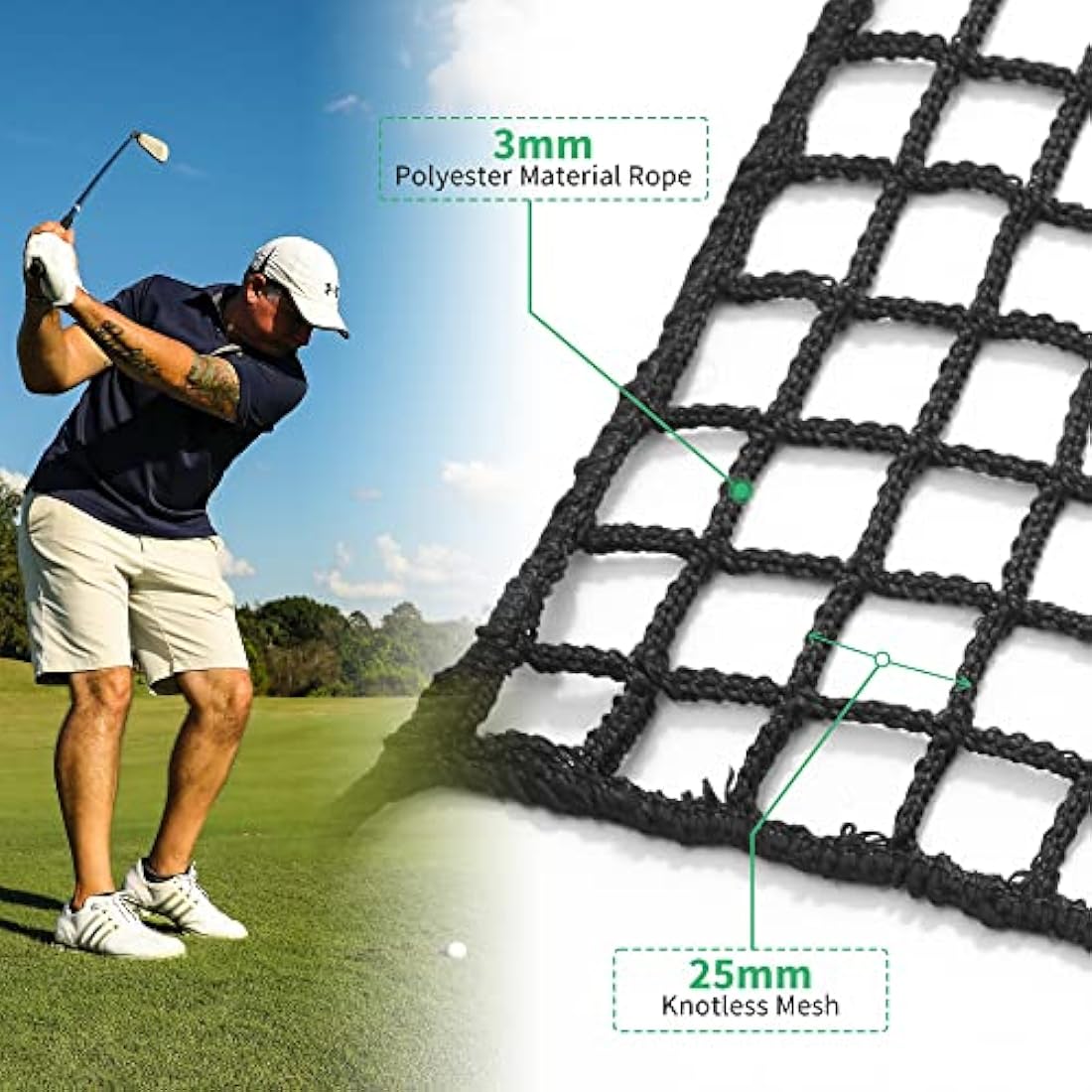 EMEKIAN Heavy Duty Golf Practice Net | 10x10ft Polyester Hitting Net