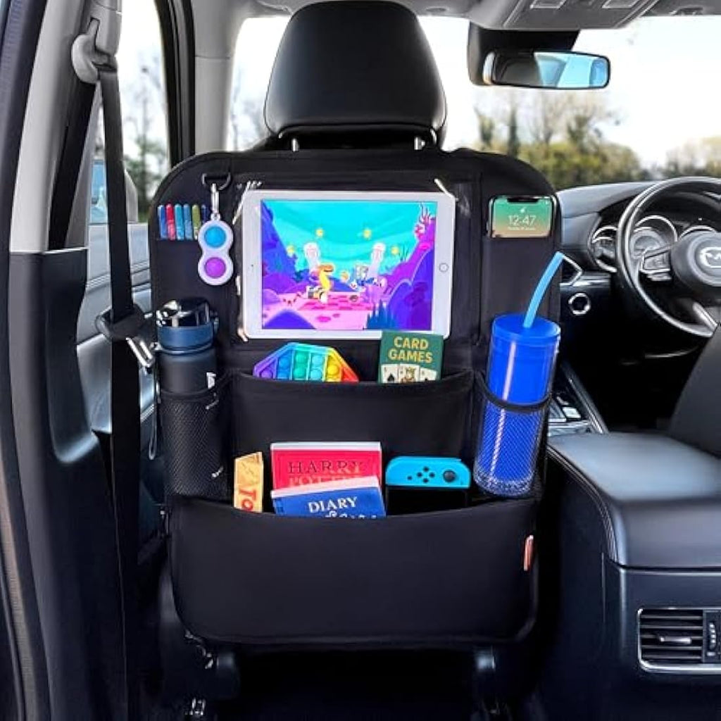 Huckaboo Car Seat Organiser – Kids Backseat Storage with Tablet Holder