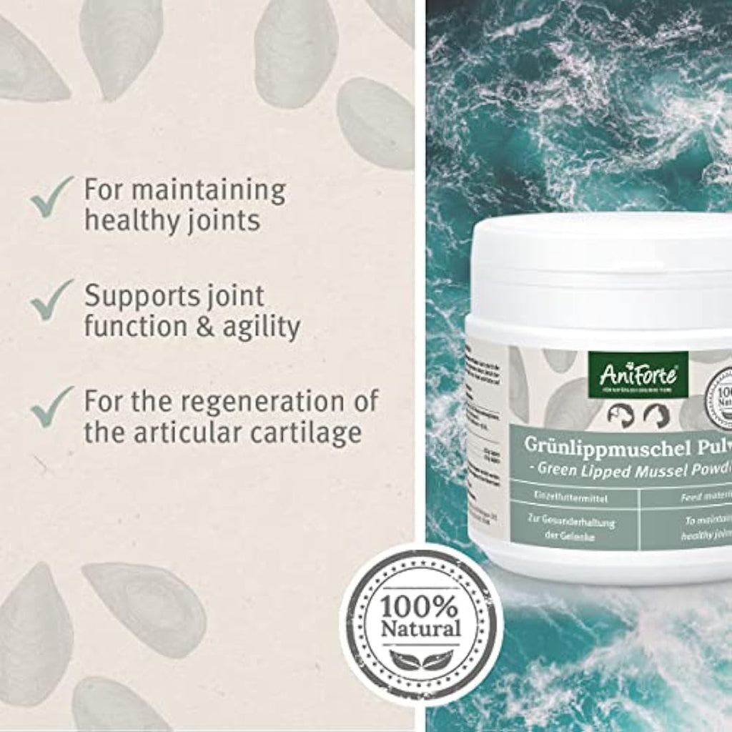 AniForte Green Lipped Mussel Powder for Dogs & Cats - 250g Joint Supplement