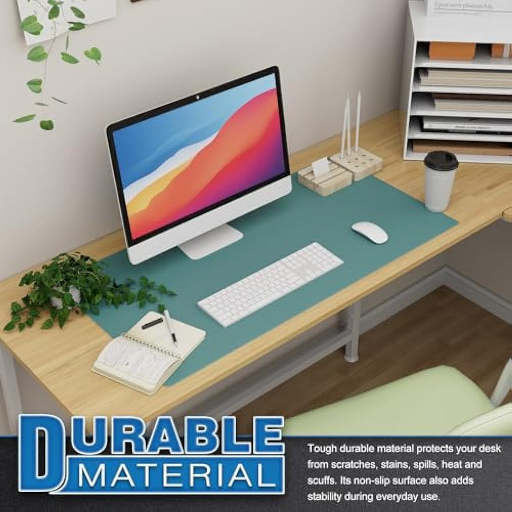 K KNODEL Dual-Sided Leather Desk Mat | Waterproof Office Pad, Green (80x40cm)