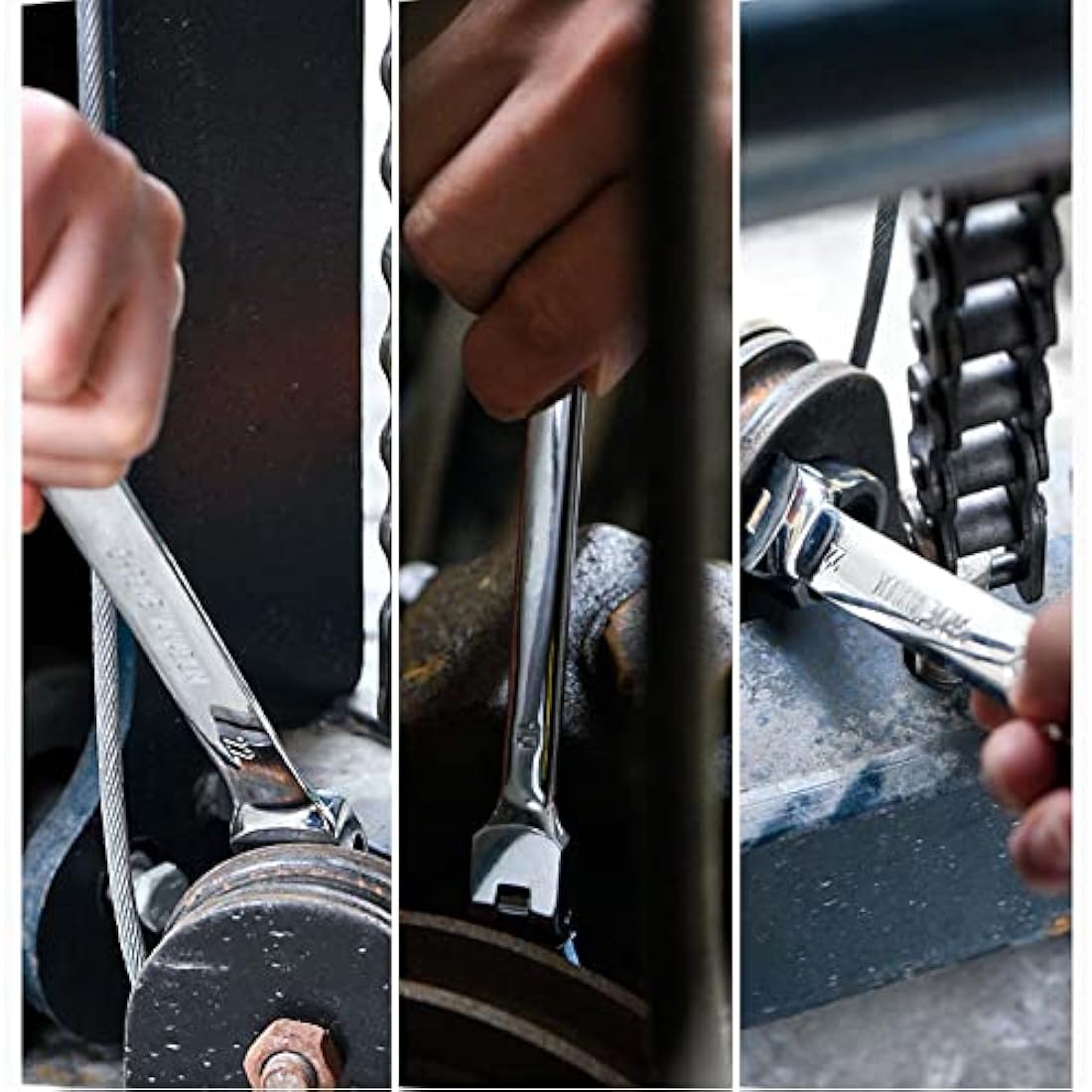 Qnkaa 8-Piece Flex-Head Ratchet Wrench Set – 9-17mm Metric Spanners