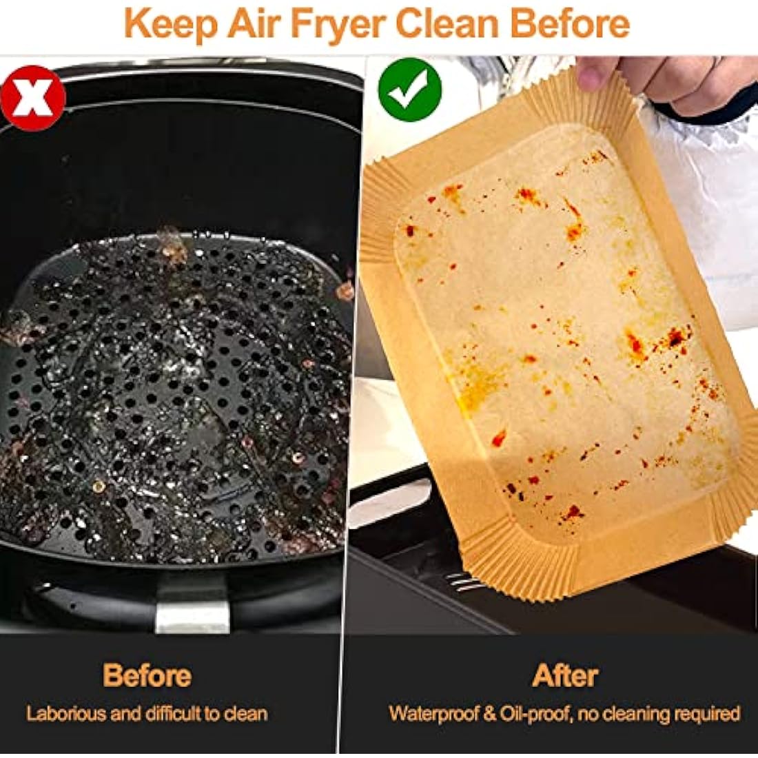 FEEZOM Air Fryer Disposable Paper Liners for Ninja Dual Basket | 100PC
