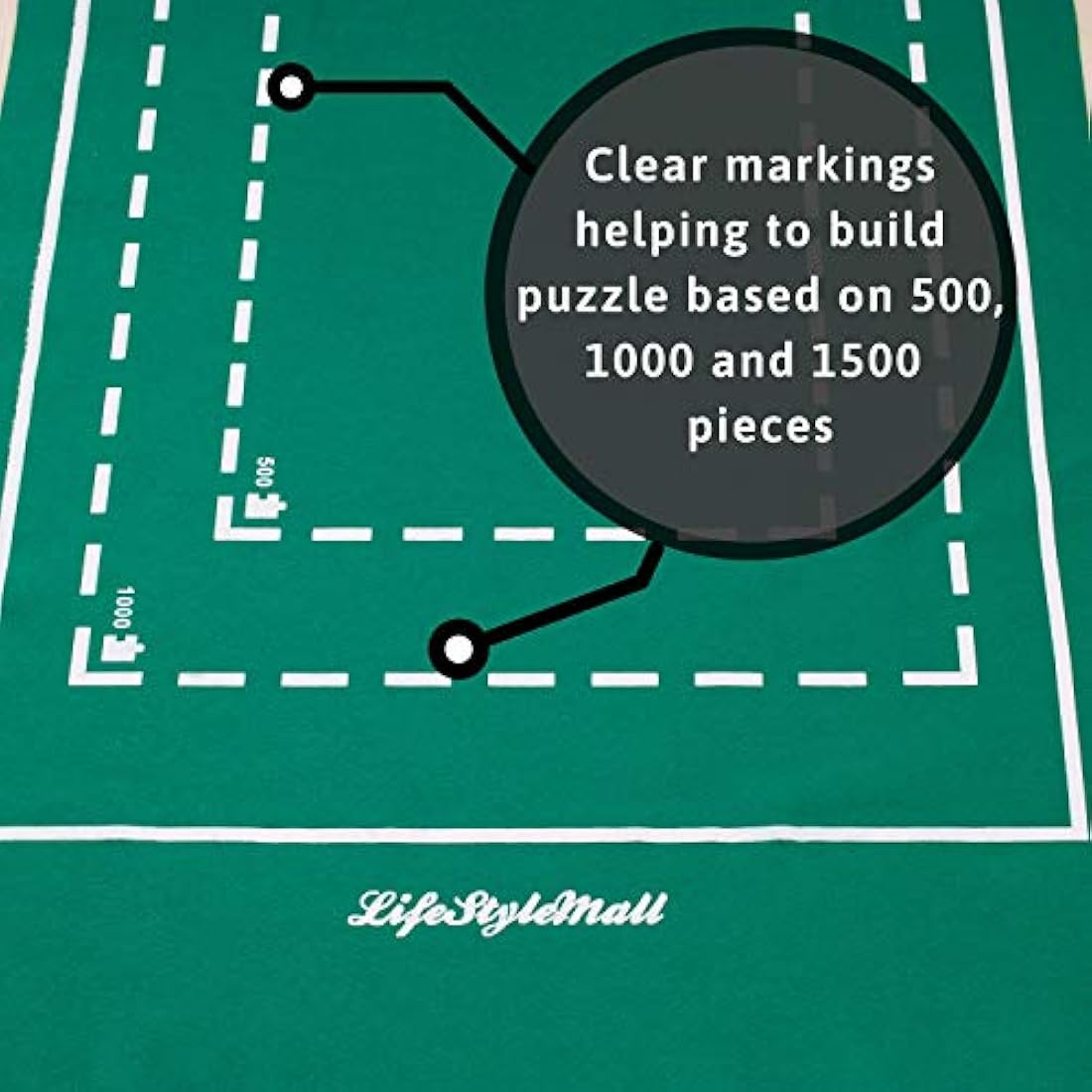LifeStyleMall Jigsaw Puzzle Mat - 1500 Piece Portable Green Felt Roll