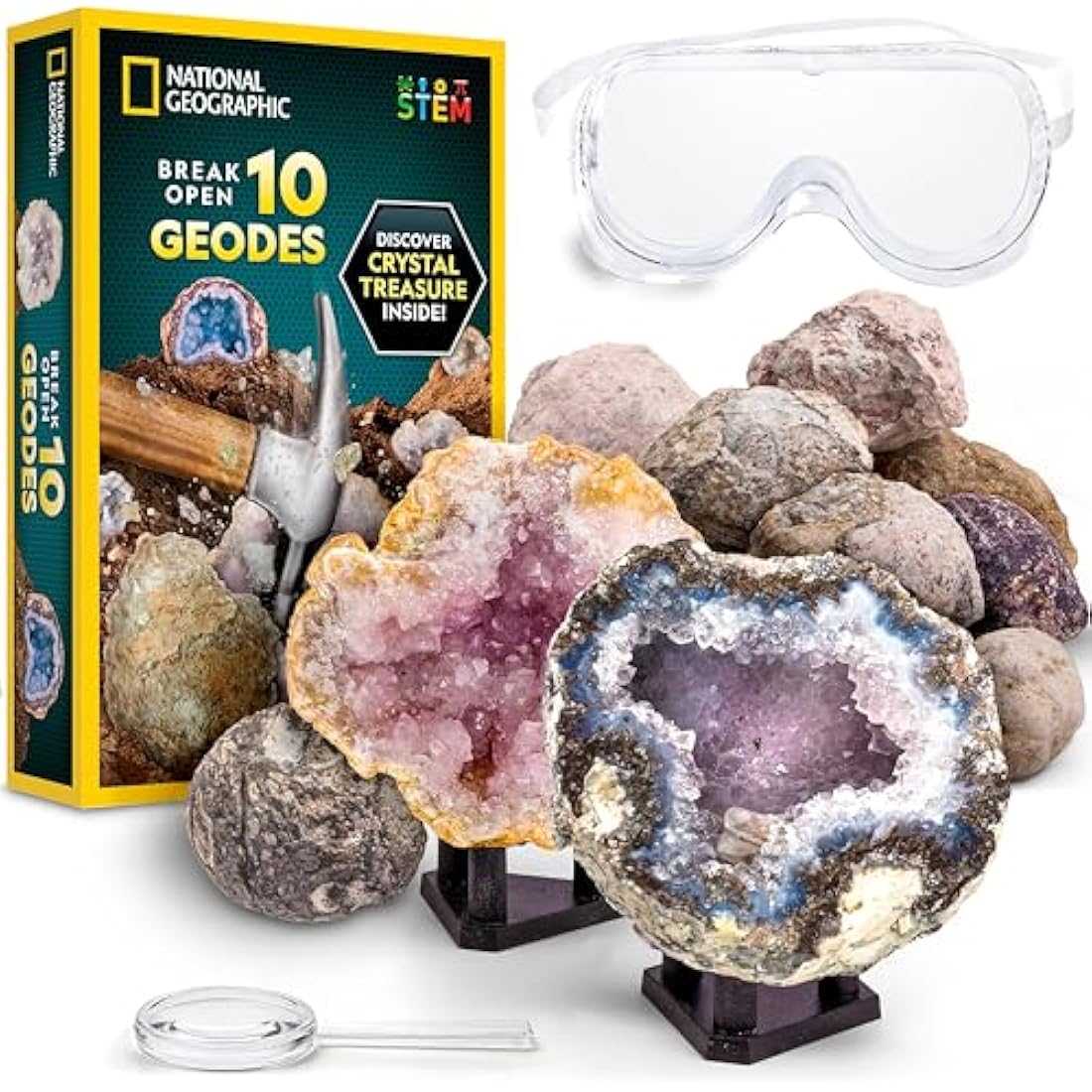 National Geographic 10 Premium Geodes STEM Science Kit with Goggles