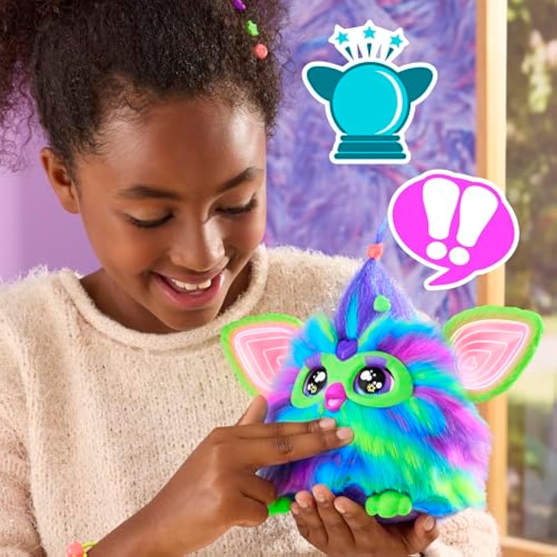 Hasbro Furby Galaxy Glow in the Dark Interactive Plush Toy - Spanish