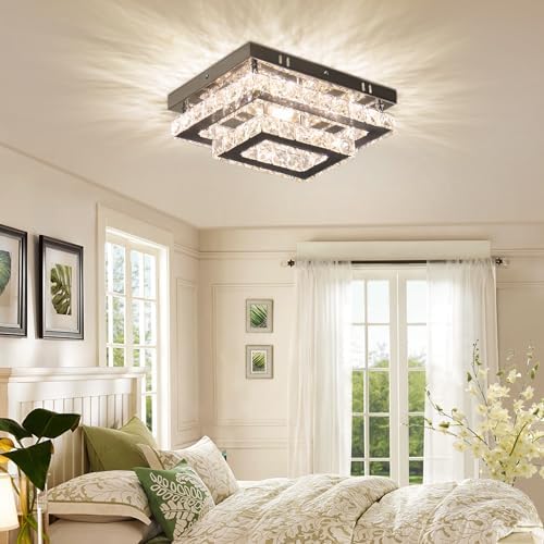 Modern Crystal LED Ceiling Light – Dimmable K9 Flush Mount