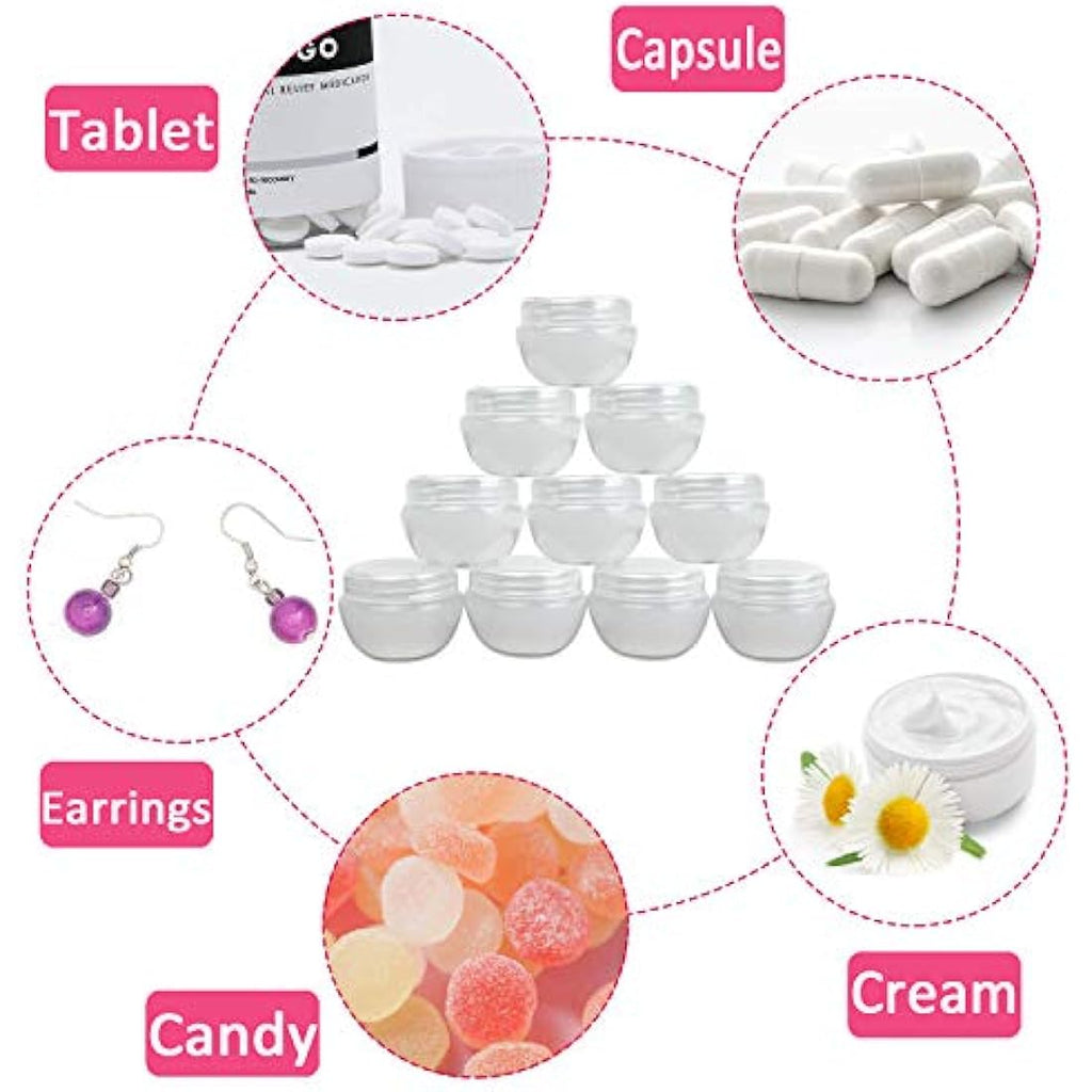 20-Piece 10g Clear Cosmetic Sample Jars with Spatulas
