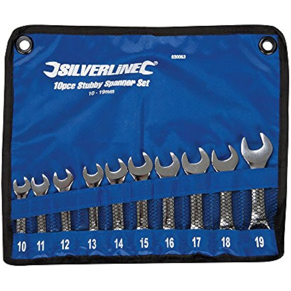 Silverline 630063 Stubby Spanner Set | 10-Piece Metric Wrenches 10-19mm