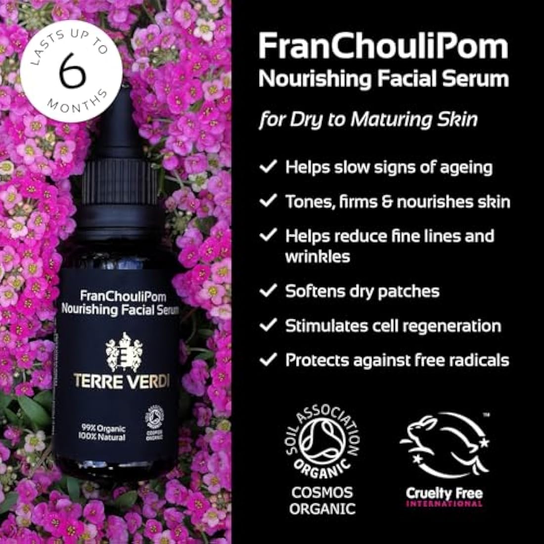 Terre Verdi FranChouliPom Organic Anti-Aging Face Serum & Oil - 30ml