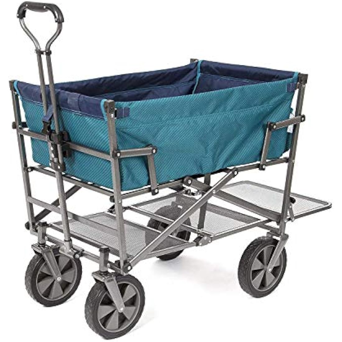 MacSports Double Decker Folding Wagon – Heavy Duty Utility Cart, Teal
