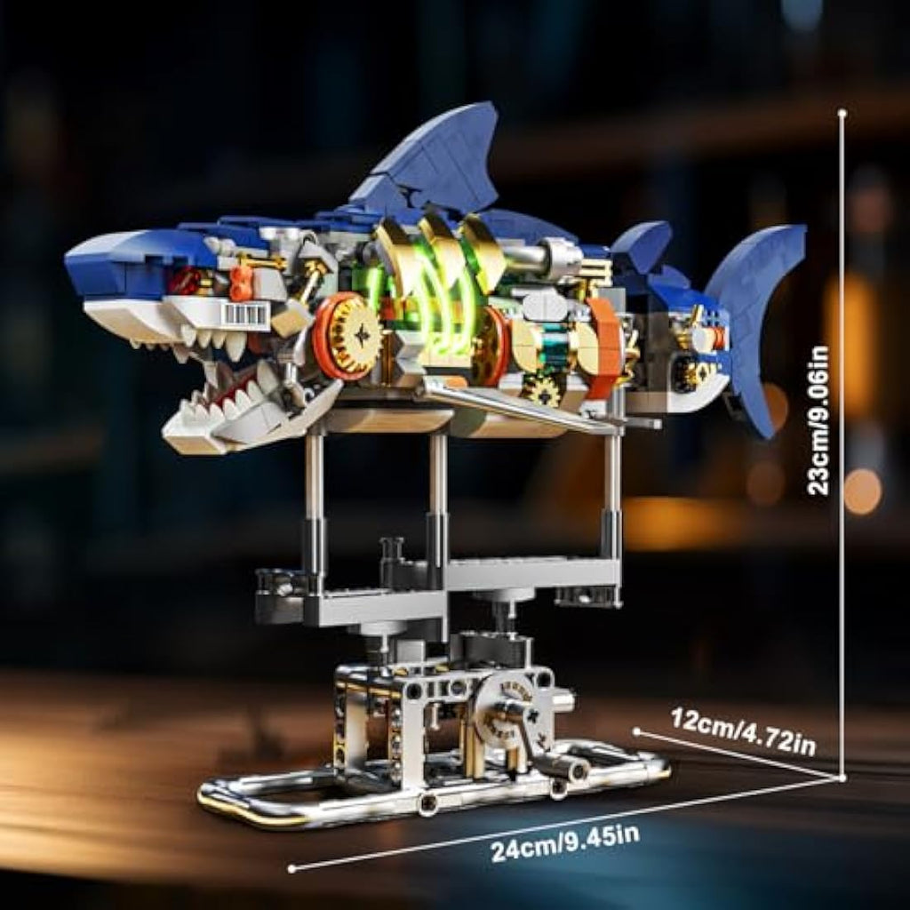 INSOON Shark Building Set | 687 PCS Mechanical Sea Animal Model with Light