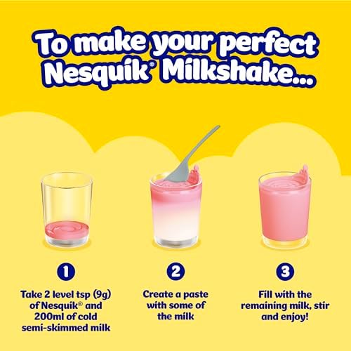 Nesquik Strawberry Milkshake Powder – Vitamin D & C, 500g (Pack of 10)