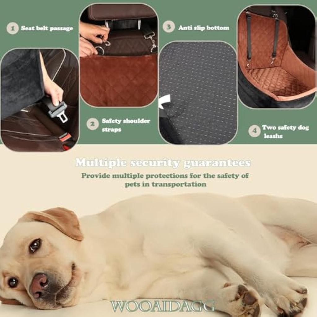 Wooaidagg Dog Car Seat | Memory Foam Pet Booster Bed for Medium Dogs