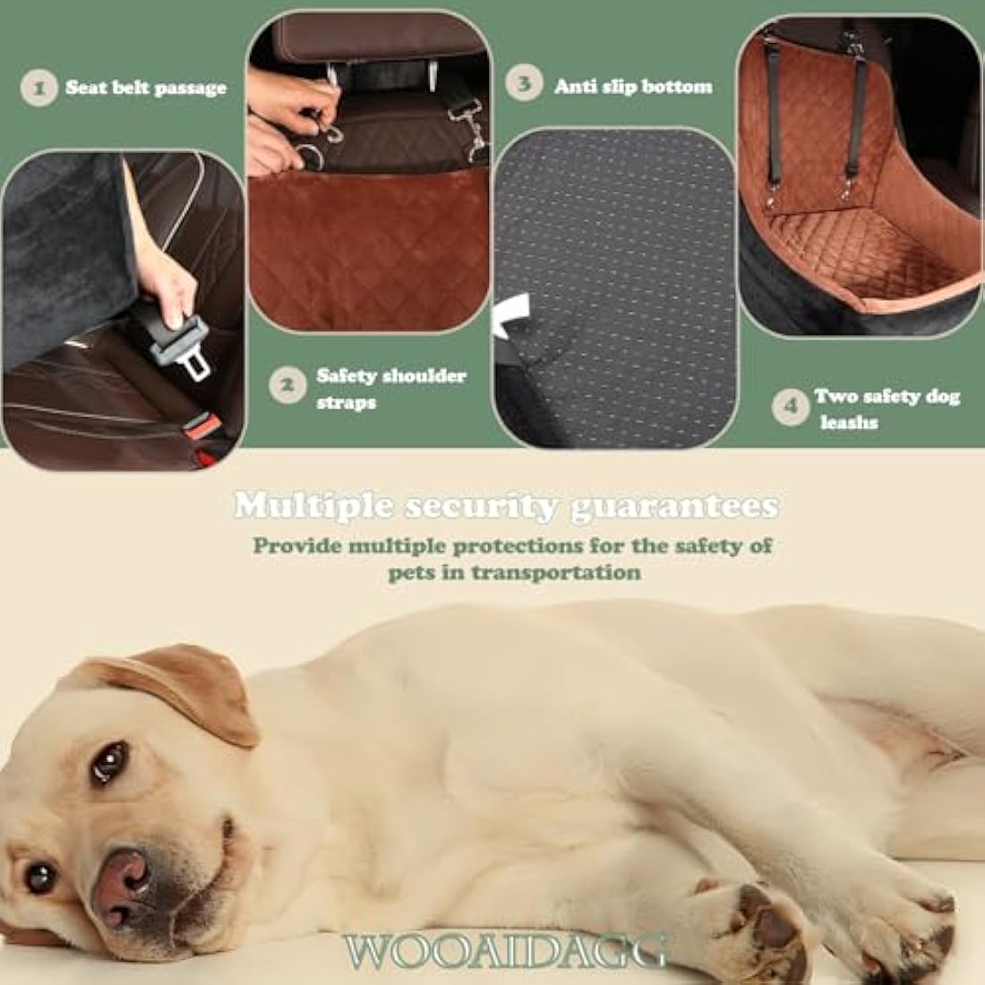 Wooaidagg Dog Car Seat | Memory Foam Pet Booster Bed for Medium Dogs