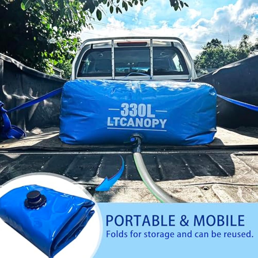 LTCANOPY 100 Gallon Foldable Water Bladder | Collapsible PVC Storage Tank