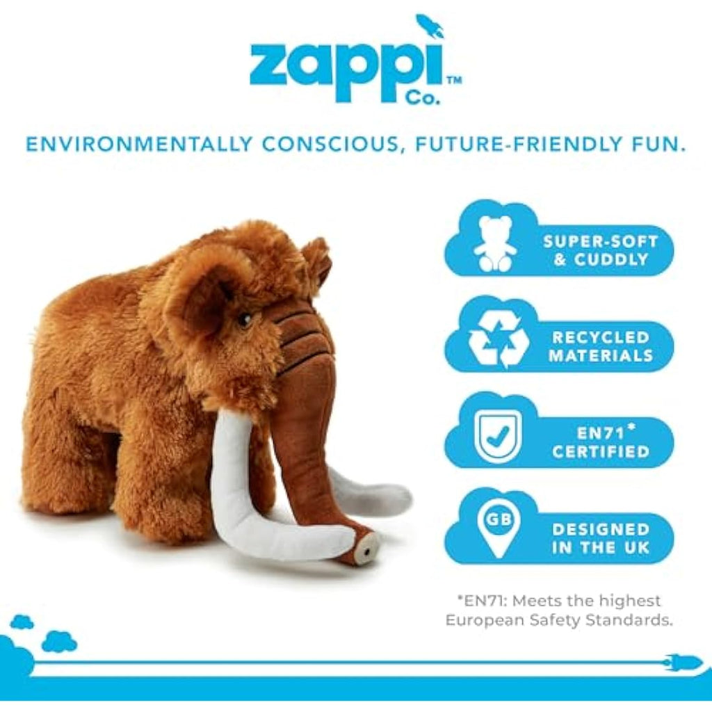 Zappi Co Mammoth Plush Toy – 23cm Ultra Soft Recycled Eco-Friendly Gift