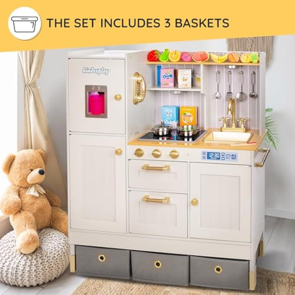 Green Series XXL Wooden Play Kitchen for Kids – Kinderplay Toy Playset