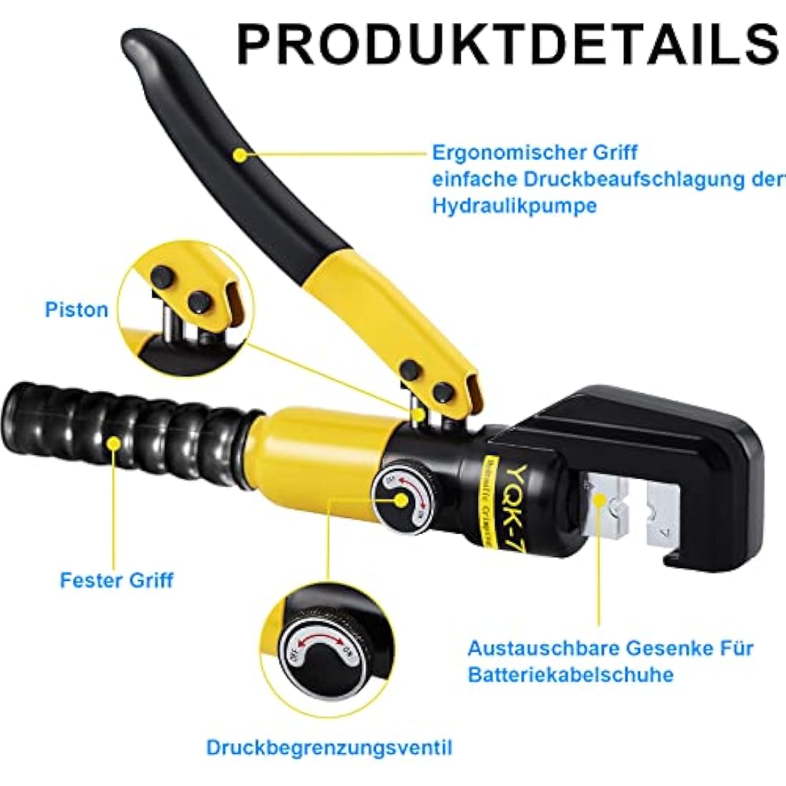 Solsop Hydraulic Crimping Tool | 4-70mm² Cable Lug Crimper with 9 Dies