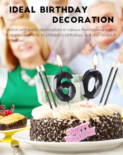 Black 30th Birthday Candles Set | Number 30 Cake Topper