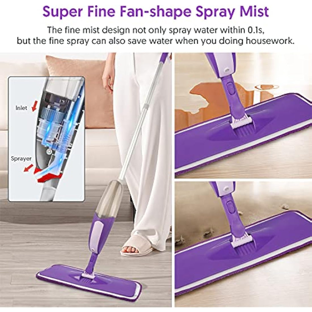 SEVENMAX Spray Mop for Floor Cleaning | Microfiber Wet Dry Mop with 3 Pads