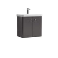 Nuie Core Wall Hung 2 Door Vanity Unit & Ceramic Basin - Gloss Grey