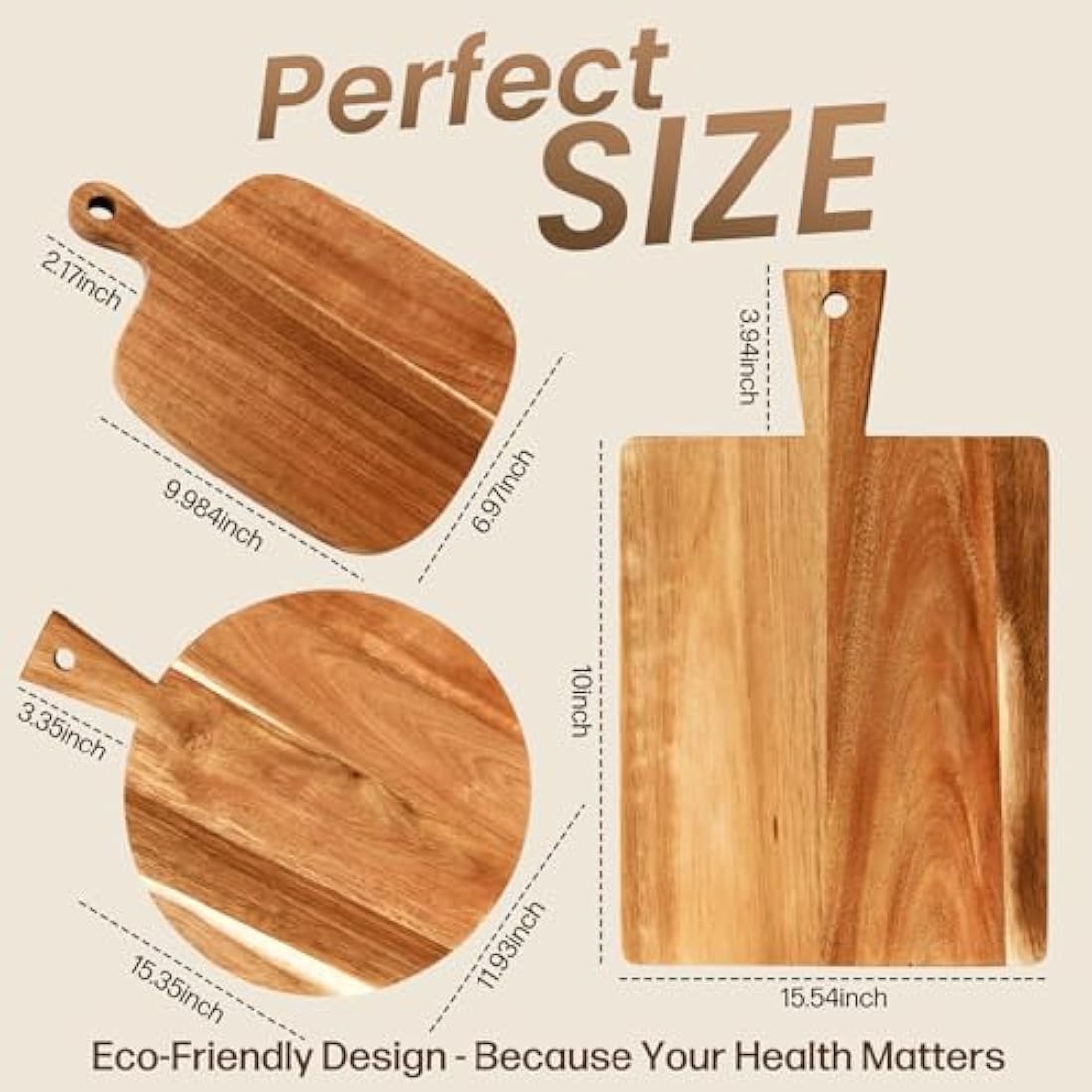 Jolof Store Acacia Wood Charcuterie Board Set - 3 Piece Serving Trays