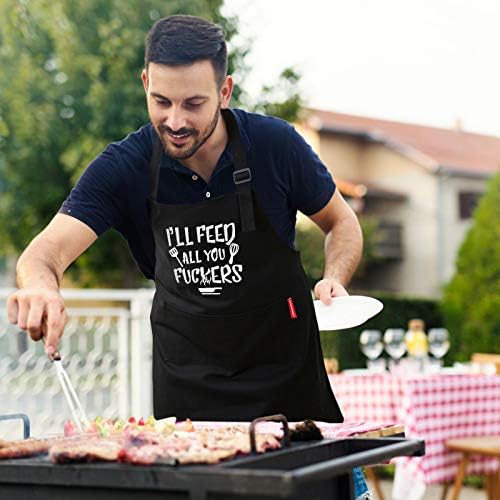 APRONPANDA I'll Feed All You Funny BBQ Chef Apron with 2 Pockets