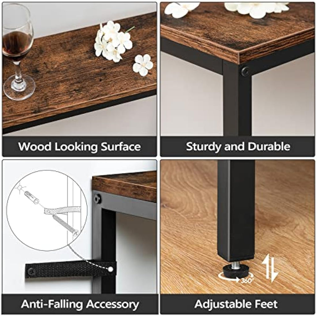 MAHANCRIS 180cm Narrow Console Table – Industrial Rustic Sofa Table