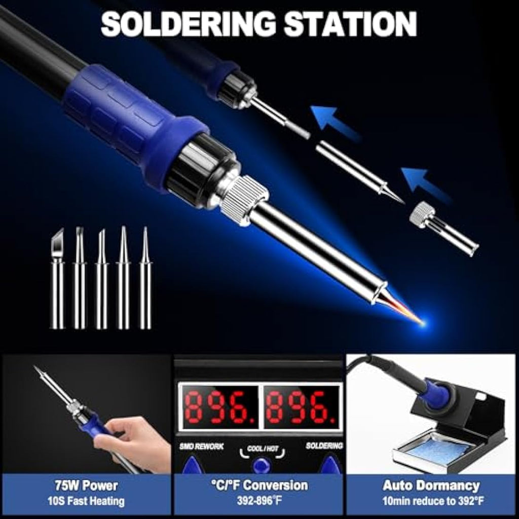 Yofuly 8786D 2-in-1 Soldering Station | 750W Hot Air Gun Rework Kit