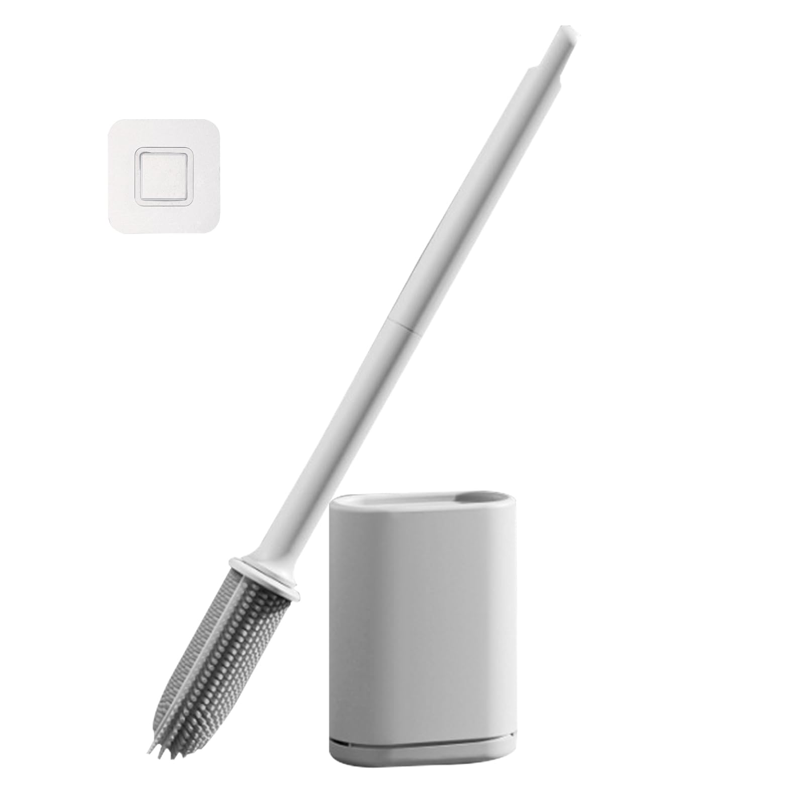 Silicone Toilet Brush and Holder Set | White Flexible Scrubber