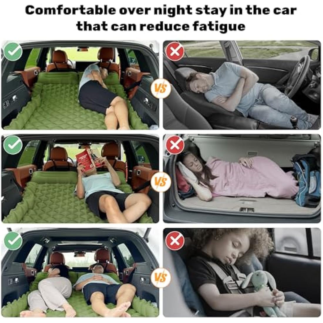 ONTYZZ SUV Car Inflatable Mattress – 2 Person Self Inflating Bed with Pump