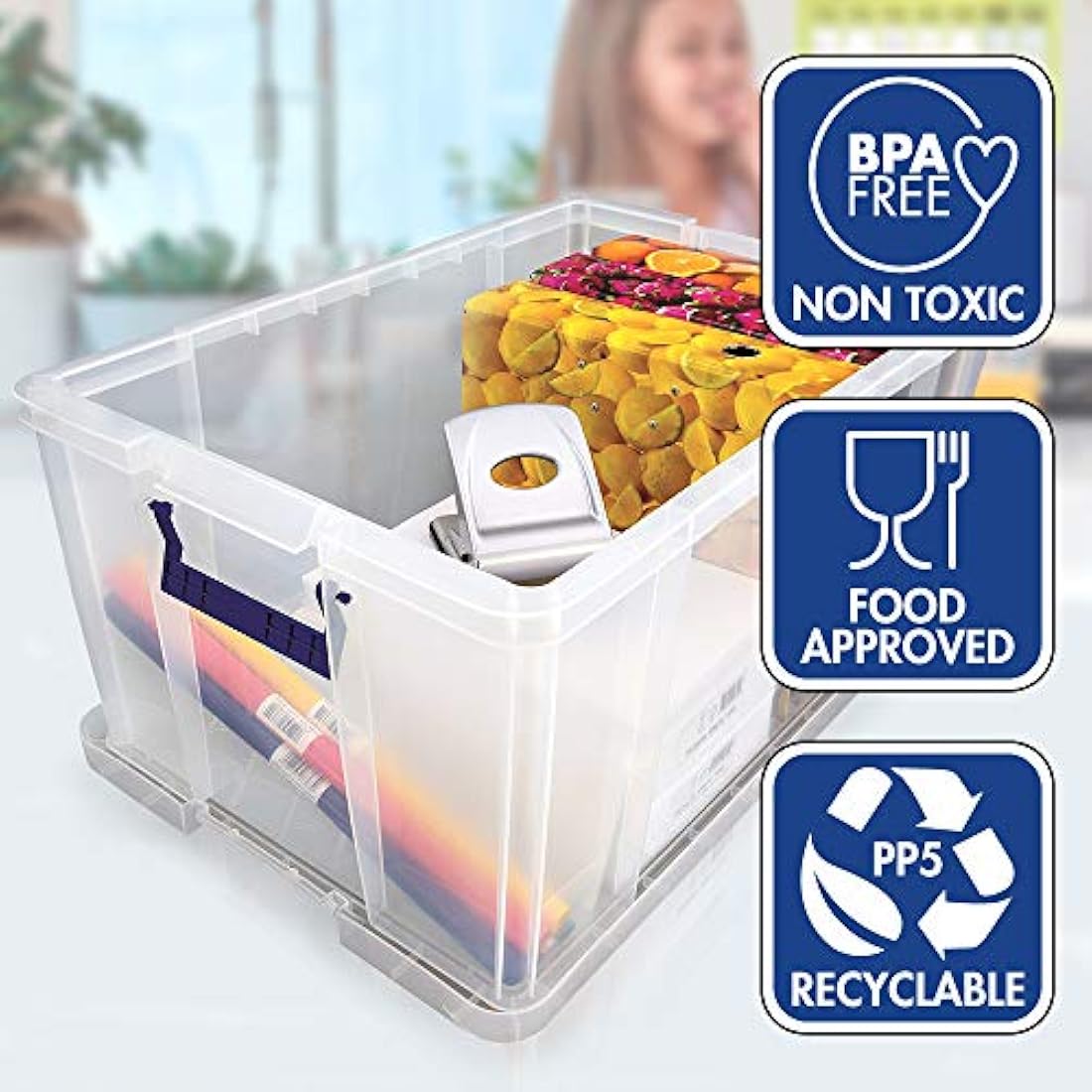 Bankers Box ProStore Stackable Plastic Storage Boxes, Clear - 3 Pack